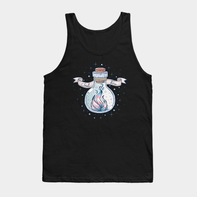 Transgender Fire Occult Bottle LGBT Trans Pride Flag Tank Top by Psitta